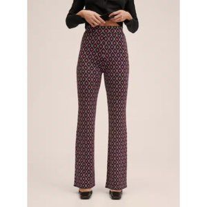 boho high waisted mango knit pattern flare pants sz s